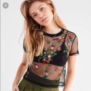 UO mesh embroidered top